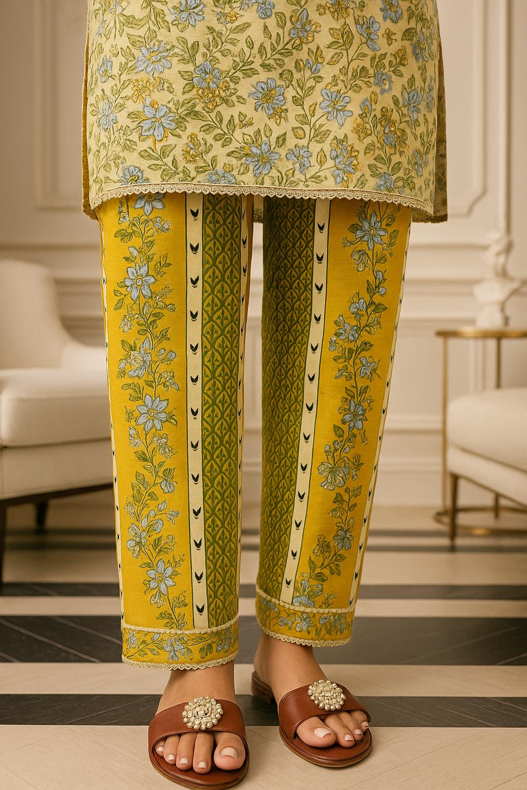 Elegant Floral Beige 2-Piece Suit | 001 BS