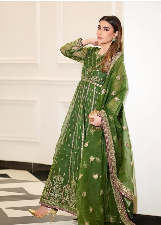 Luxury Chiffon Frock Set with Dupatta  – 3 Piece – AS – 063